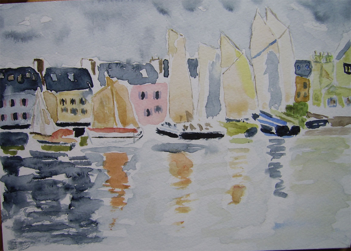 Port breton, aquarelle, Isabelle Cartier