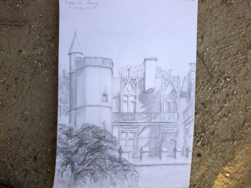 Le musée Cluny, dessin au crayon