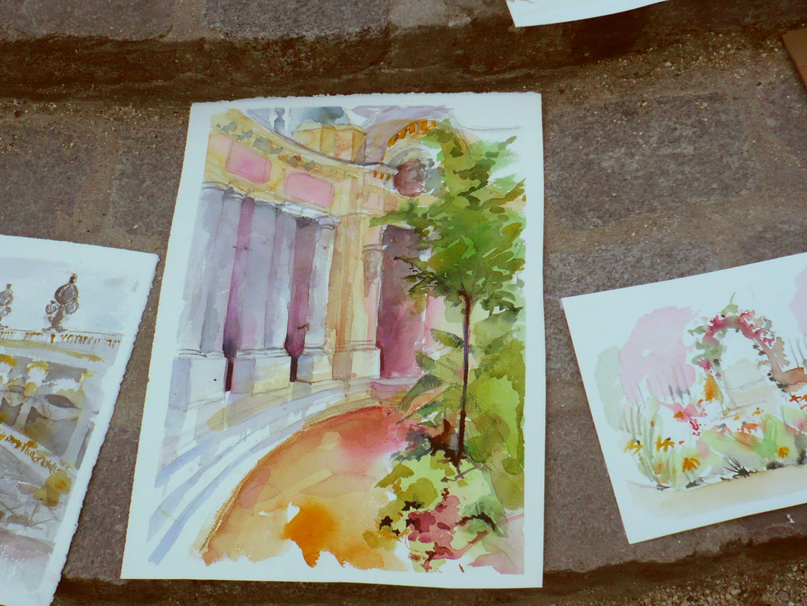 Jill Lauriston, Dans le Petit Palais, aquarelle